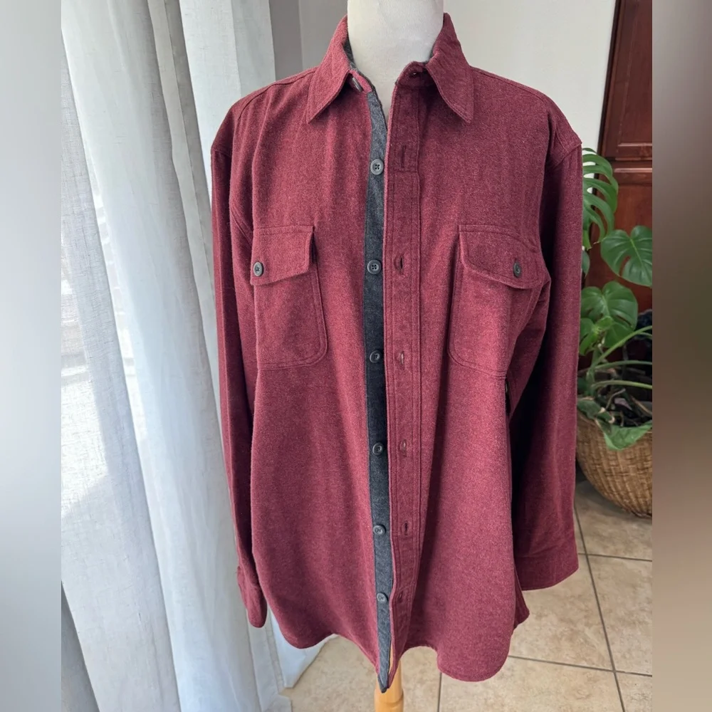 Grizzly Mountain Maroon Wool‎ Blend Shirt Jacket Shacket Men’s Size L